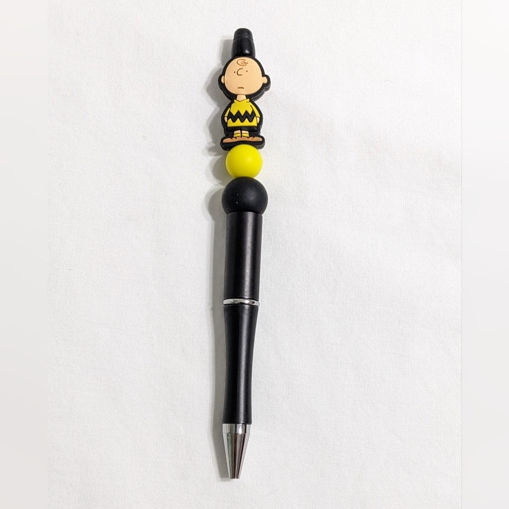 Peanuts Charlie Brown Black Beaded Writing Pen, Black Ink Pen, NEW